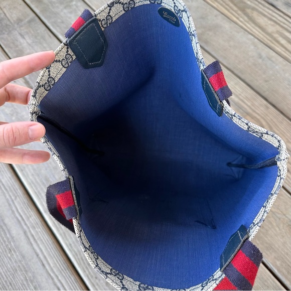 Gucci Vintage Sherry Line Supreme GG Tote Marmont Navy - Picture 6 of 16